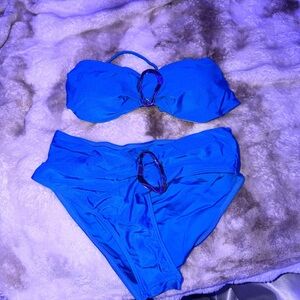 Blue Strapless Bikini Set